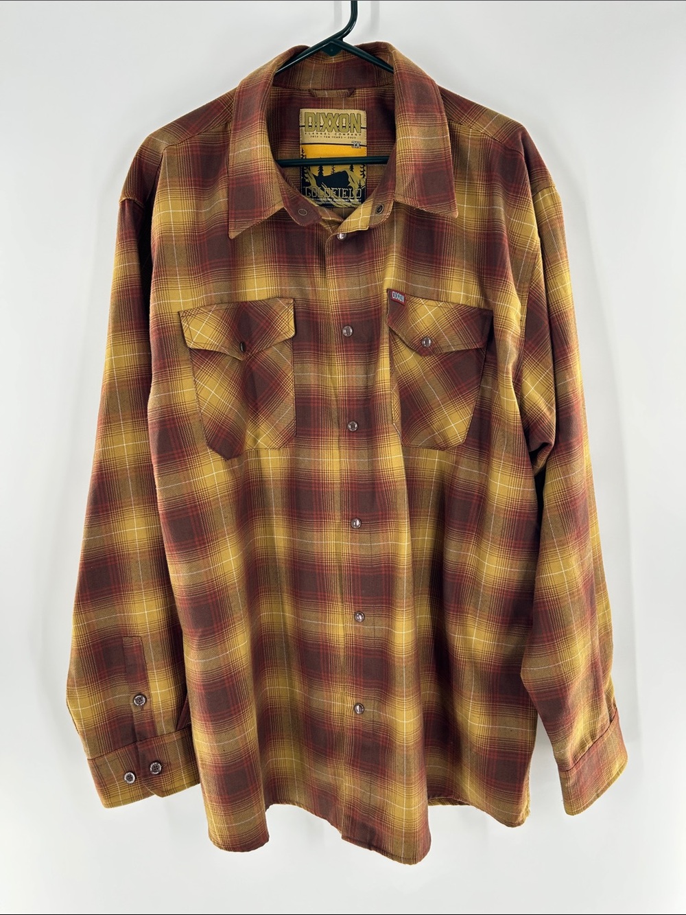 DIXXON Goldfield Plaid Flannel Shirt Lumberjack Men's 3X Brown Mustard Grunge
